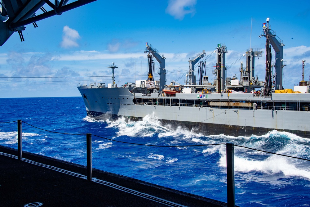 USS America (LHA 6) Conducts A RAS With USNS Yukon (T-AO 202)