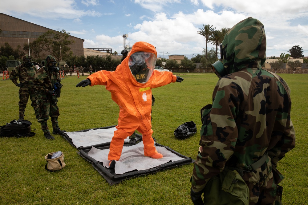 US and Moroccan service members conduct CBRN and EOD Training