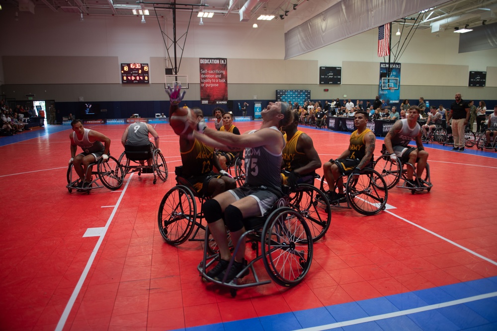 Team SOCOM wins the bronze medal in wheelchair basketball during the 2023 Warrior Games Challenge