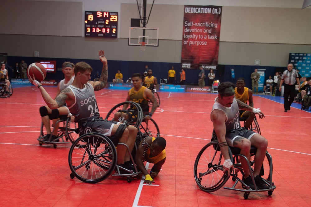 Team SOCOM wins the bronze medal in wheelchair basketball during the 2023 Warrior Games Challenge