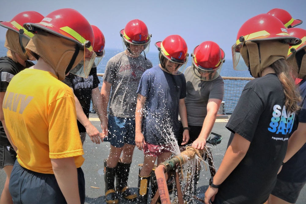 Midshipmen Practice Damage Control Techniques Aboard USS McFaul