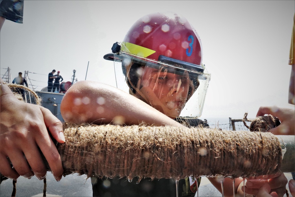Midshipmen Practice Damage Control Techniques Aboard USS McFaul