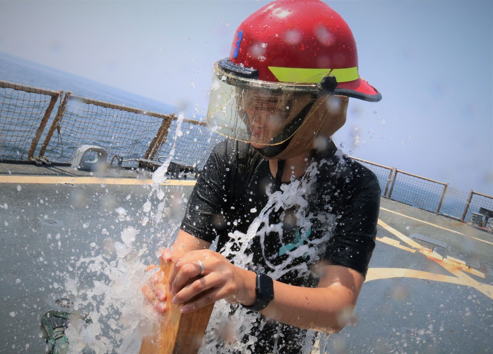 Midshipmen Practice Damage Control Techniques Aboard USS McFaul