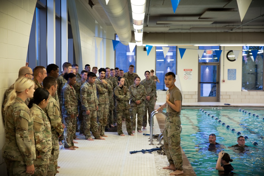 Iowa National Guard Soldiers conduct combat water survival training
