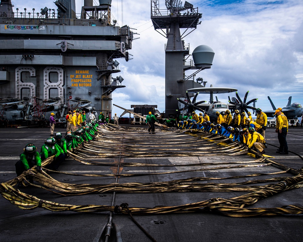 Nimitz Raises Emergency Crash Barricade