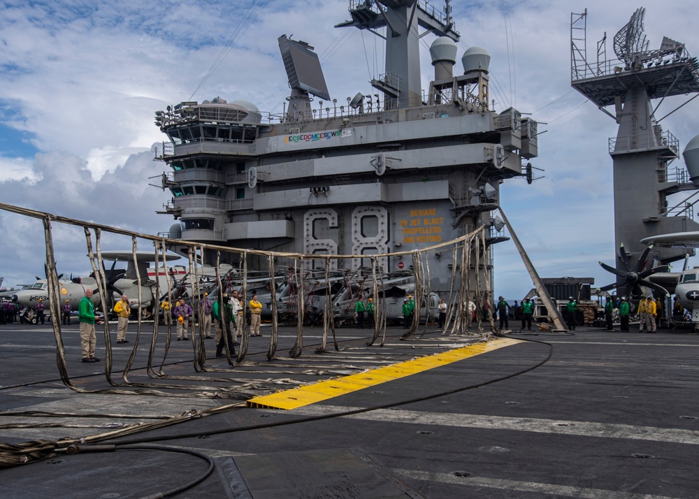 Nimitz Raises Emergency Crash Barricade