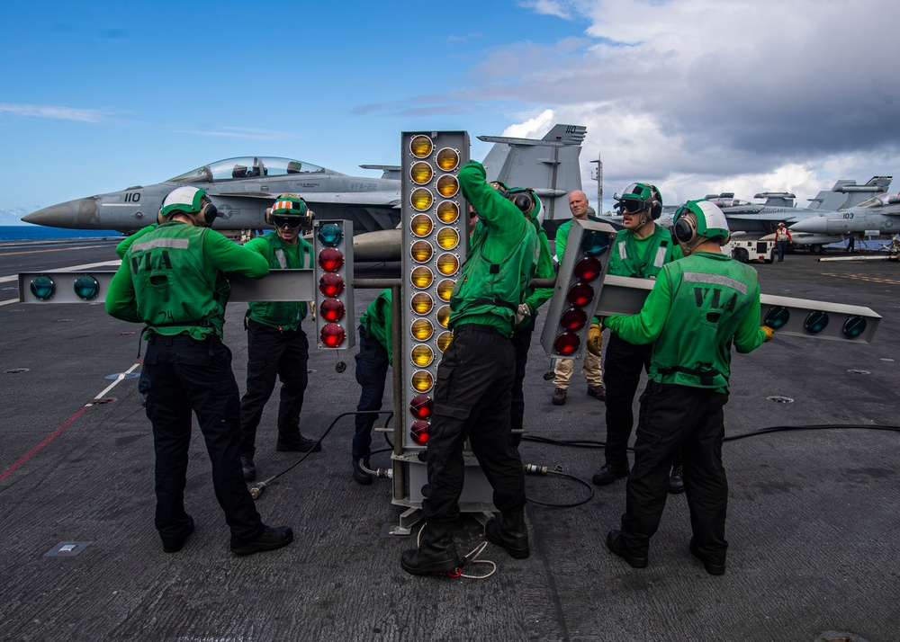 Nimitz Raises Emergency Crash Barricade