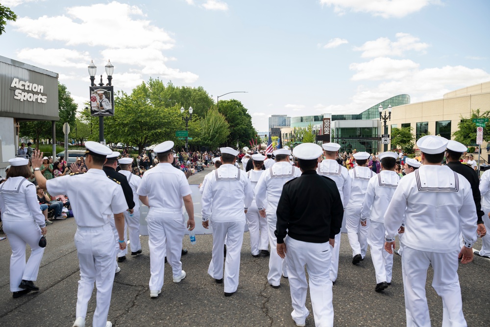 Sailors March in Portland Rose Festival's Grand Floral Parade