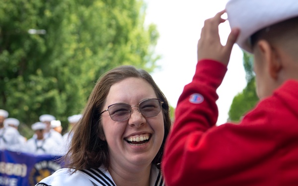 Sailors March in Portland Rose Festival's Grand Floral Parade