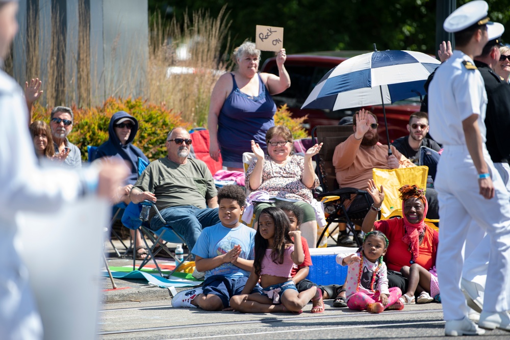 Sailors March in Portland Rose Festival's Grand Floral Parade