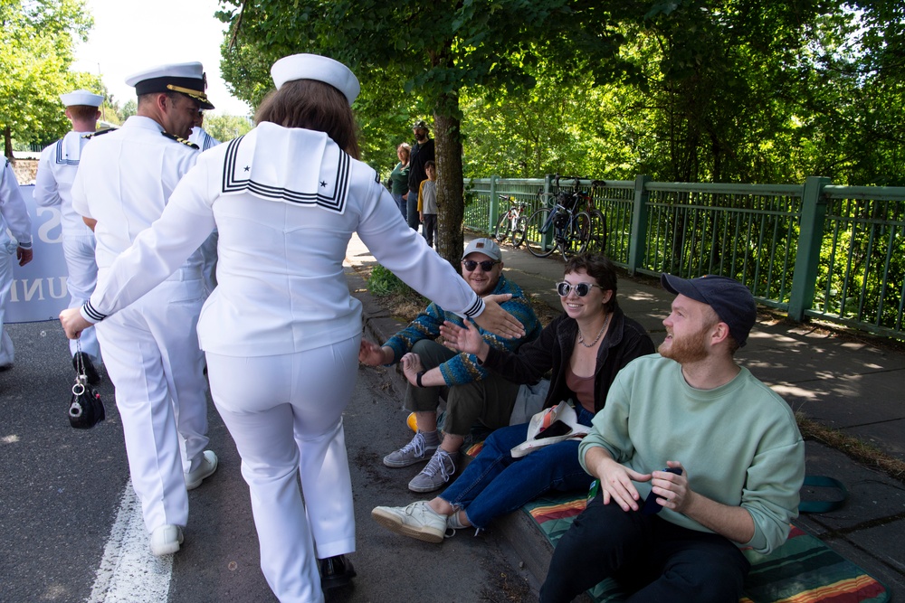 Sailors March in Portland Rose Festival's Grand Floral Parade