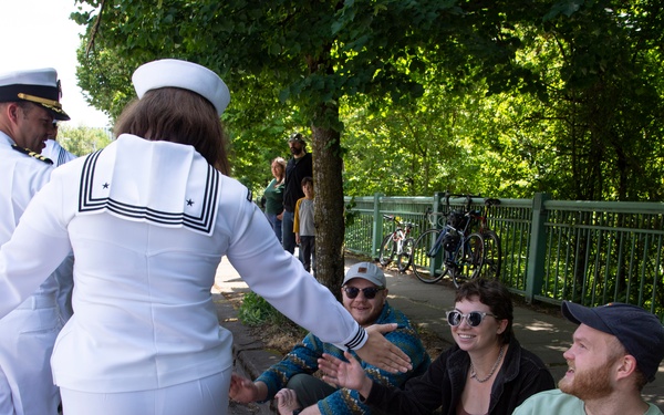 Sailors March in Portland Rose Festival's Grand Floral Parade