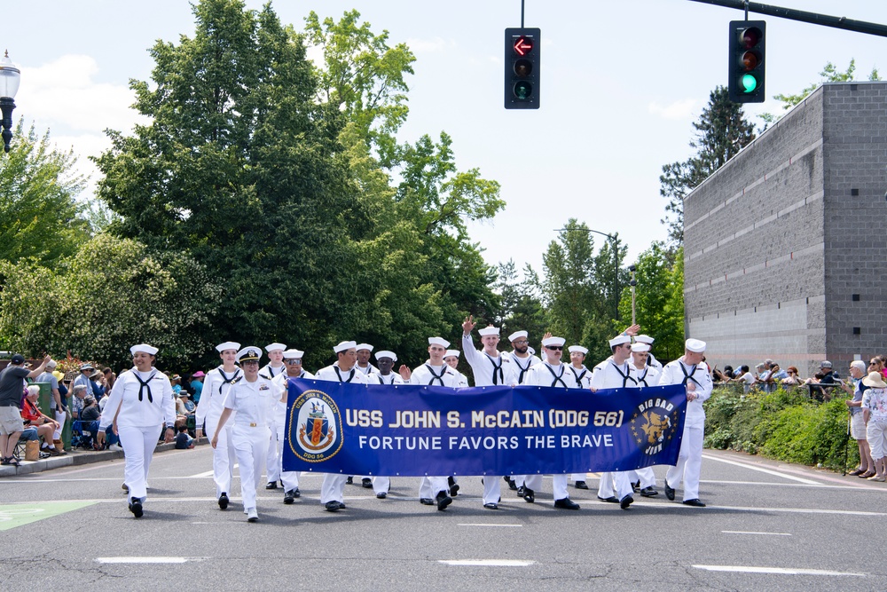 Sailors March in Portland Rose Festival's Grand Floral Parade