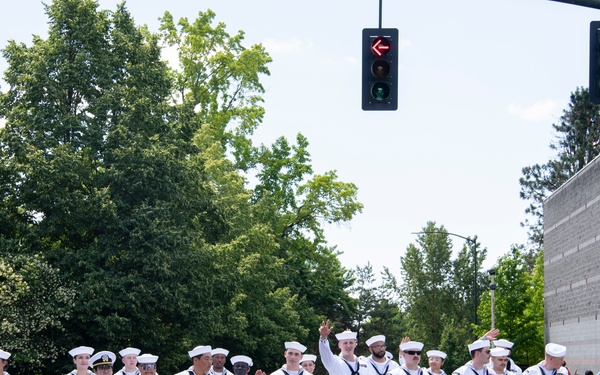 Sailors March in Portland Rose Festival's Grand Floral Parade