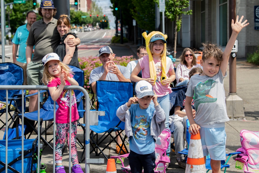 Sailors March in Portland Rose Festival's Grand Floral Parade