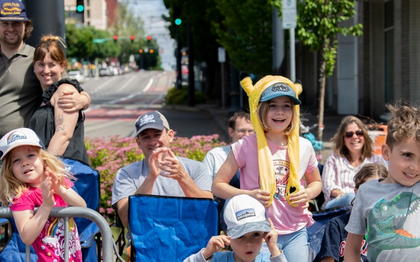 Sailors March in Portland Rose Festival's Grand Floral Parade