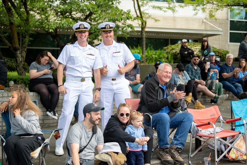 Sailors March in Portland Rose Festival's Grand Floral Parade