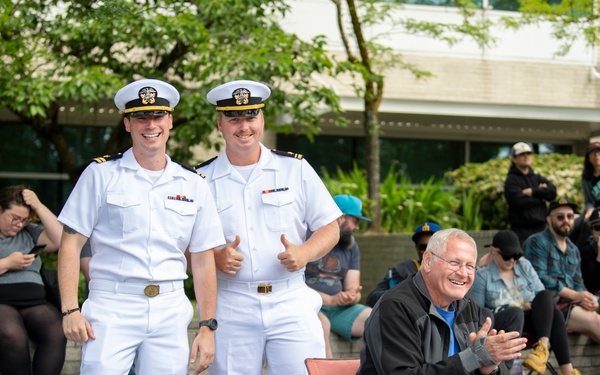 Sailors March in Portland Rose Festival's Grand Floral Parade