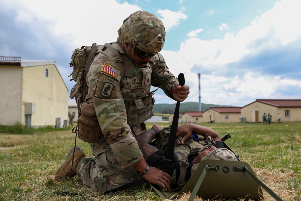 Texas National Guard Medics conduct sled training in Germany