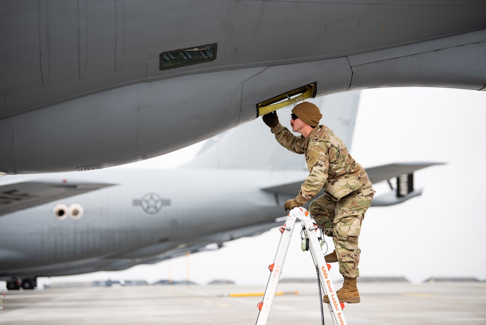 128 ARW Airmen pre-flight aircraft at Keflavik Air Base