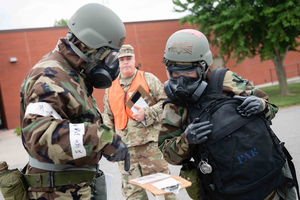 Airmen complete essential tasks in chem gear