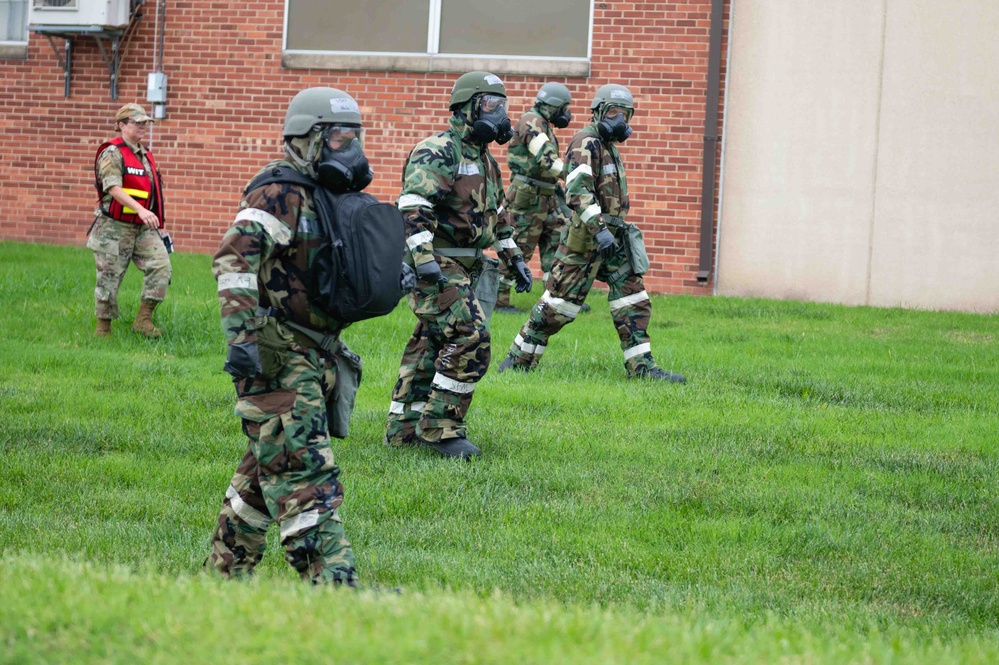 Airmen complete essential tasks in chem gear