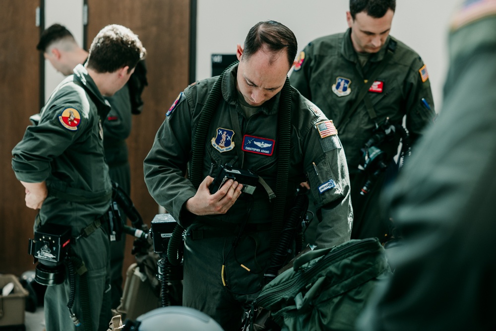 Airmen test the Aircrew Eyes and Respiratory Protection System