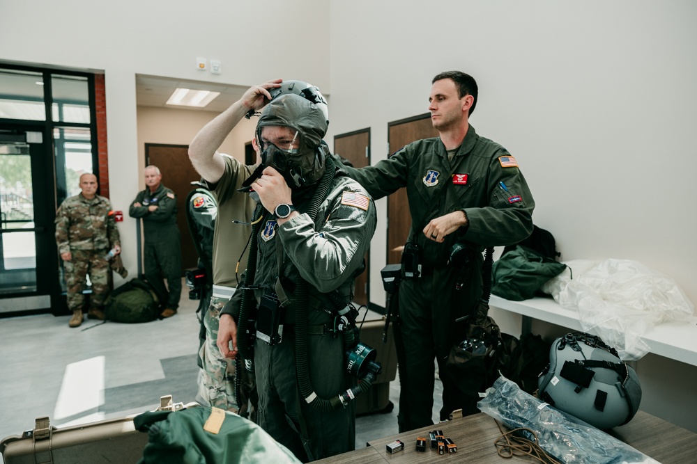 Airmen test the Aircrew Eyes and Respiratory Protection System