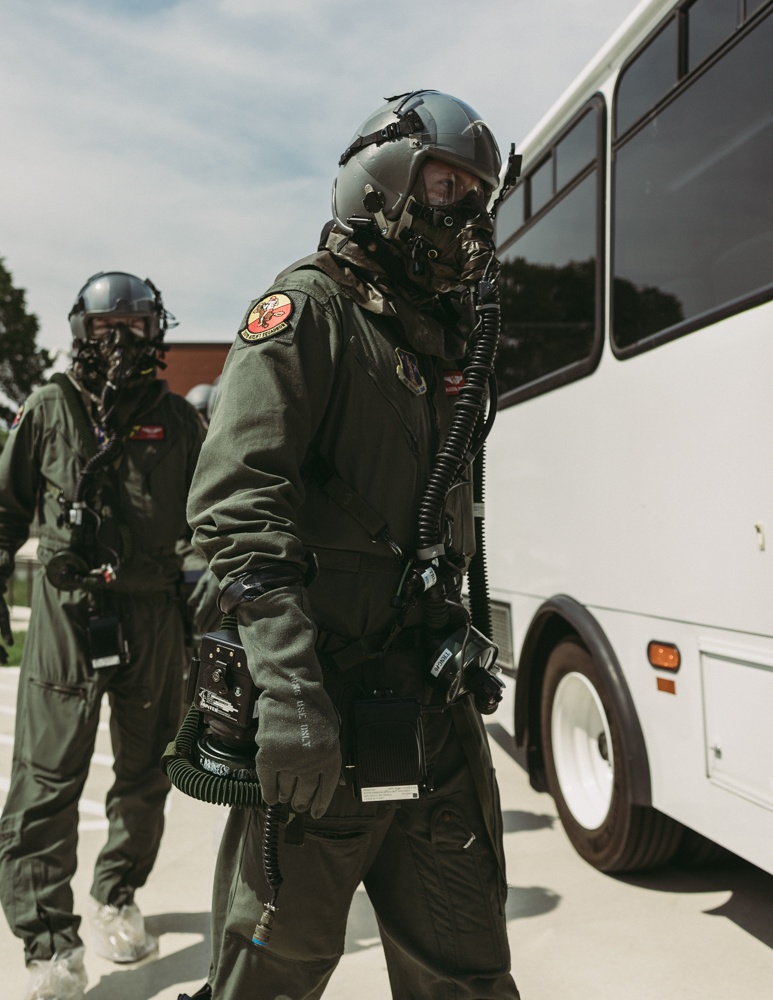 Airmen test the Aircrew Eyes and Respiratory Protection System