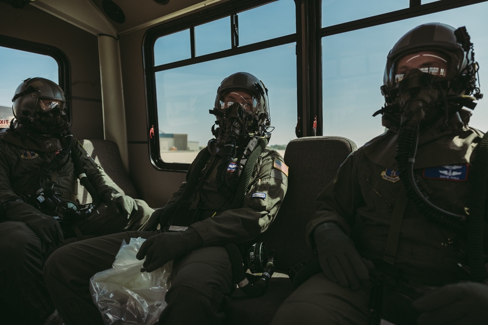 Airmen test the Aircrew Eyes and Respiratory Protection System