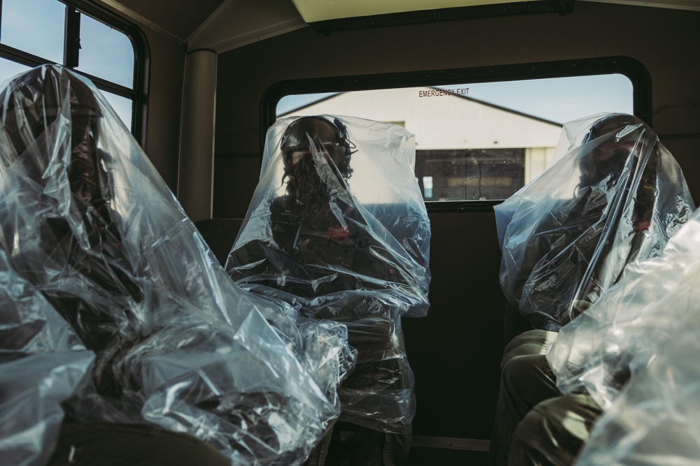 Airmen test the Aircrew Eyes and Respiratory Protection System