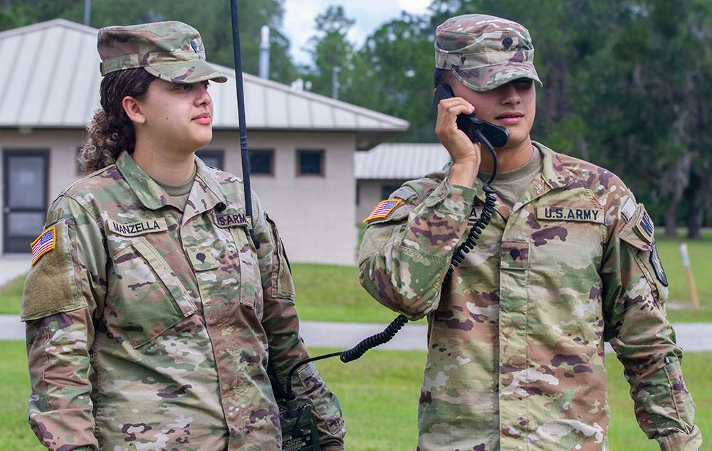 50th Regional Support Group HHC Soldiers practice radio skills during AT