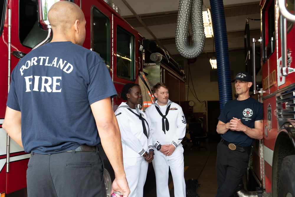 Portland Fire Department Station 3 Invites Sailors on a Ride Along