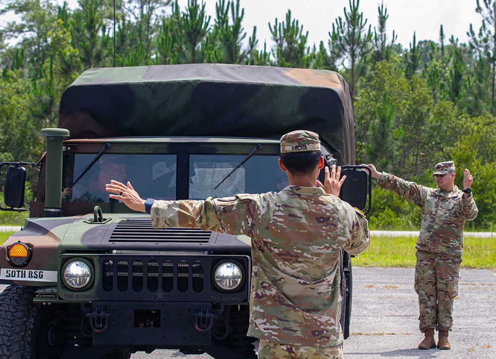 50th Regional Support Group HHC Soldiers improve driving skills during AT