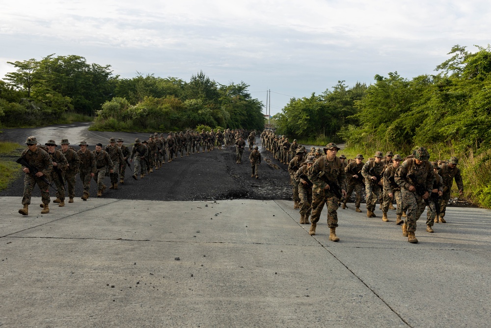 Marines with Combat Logistics Battalion 4 Conduct a Conditioning Hike