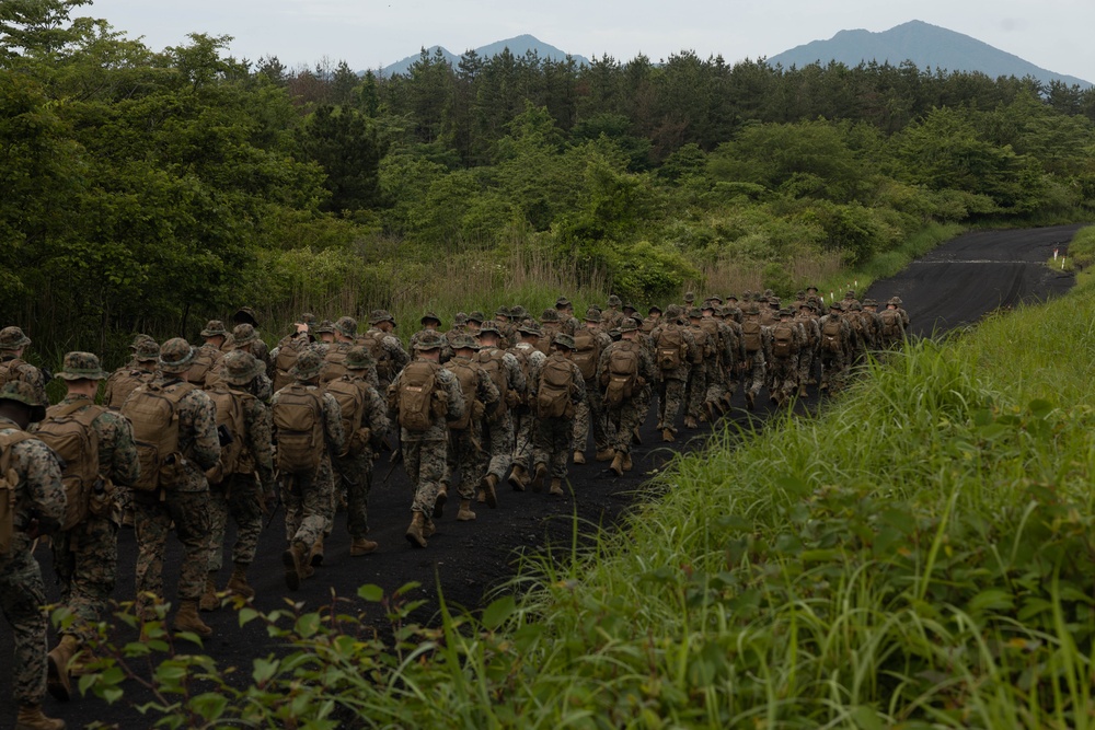 Marines with Combat Logistics Battalion 4 Conduct a Conditioning Hike