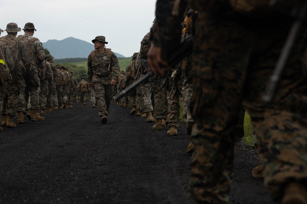 Marines with Combat Logistics Battalion 4 Conduct a Conditioning Hike