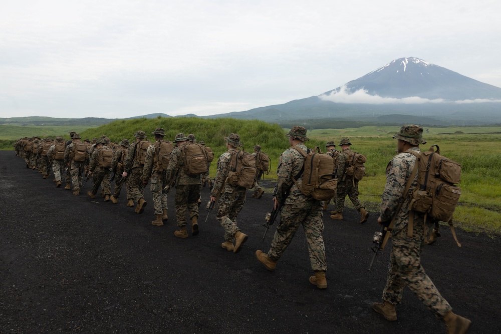 Marines with Combat Logistics Battalion 4 Conduct a Conditioning Hike