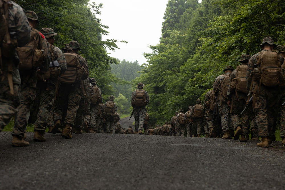 Marines with Combat Logistics Battalion 4 Conduct a Conditioning Hike