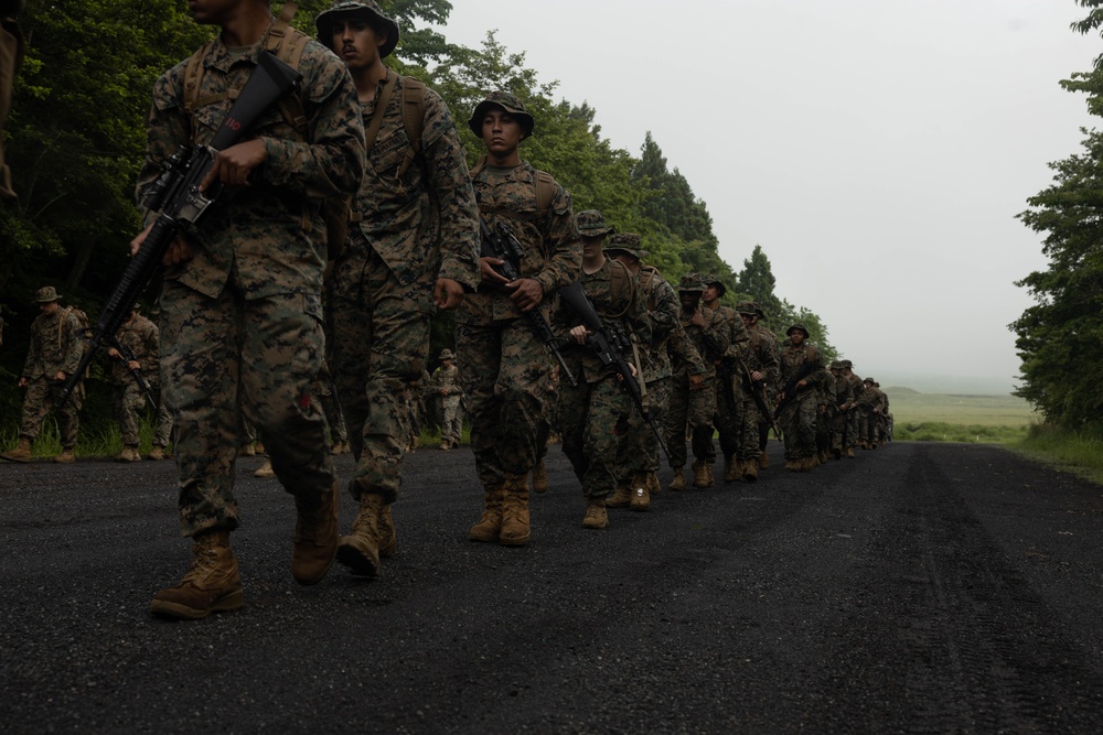 Marines with Combat Logistics Battalion 4 Conduct a Conditioning Hike