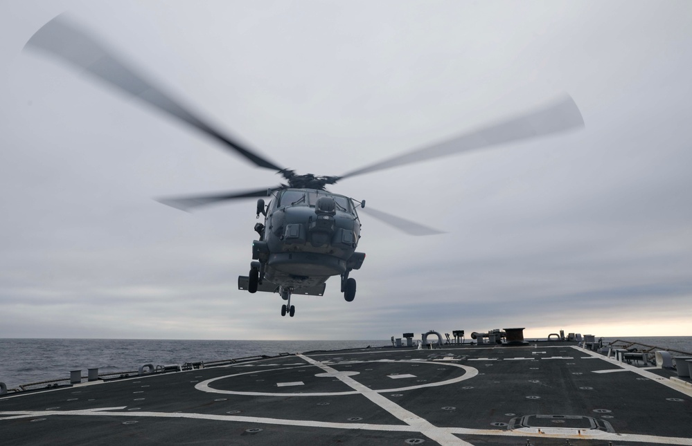 USS Milius (DDG 69) Conducts Deck Landing Qualifications with Royal Australian Navy