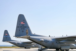 C-130 aircraft deliver cargo in preparation for exercise Air Defender 2023