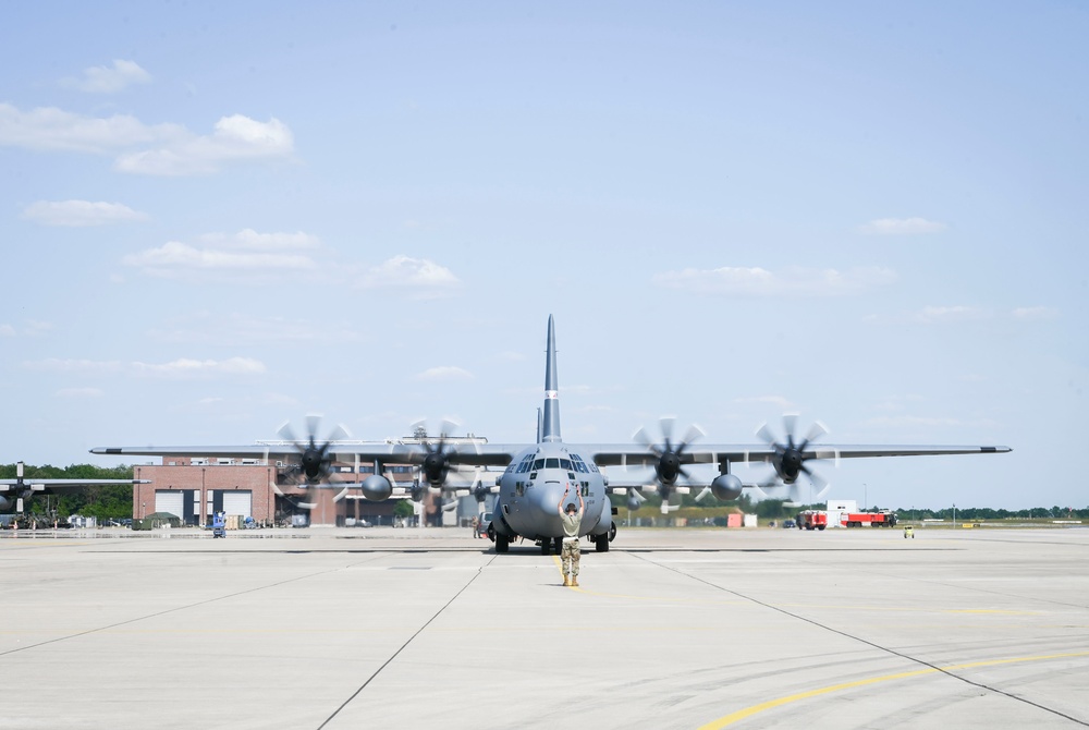 C-130 aircraft deliver cargo in preparation for exercise Air Defender 2023