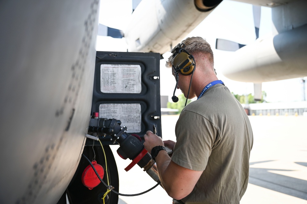 C-130 aircraft deliver cargo in preparation for exercise Air Defender 2023