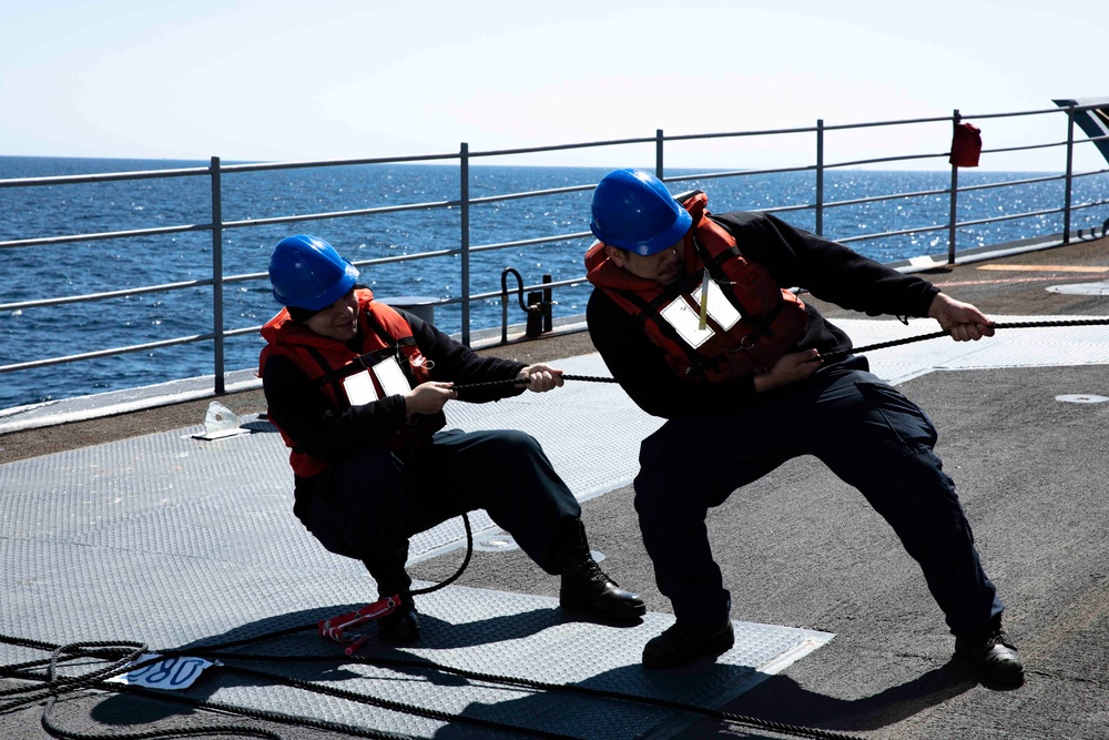 USS Normandy Conducts a Replenishment-at-Sea