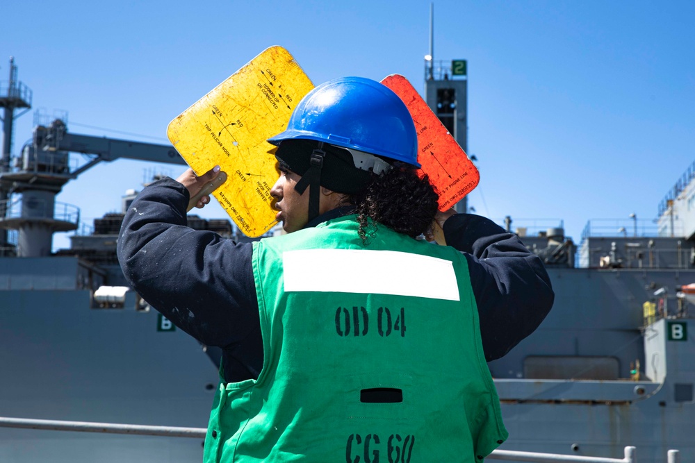 USS Normandy Conducts a Replenishment-at-Sea