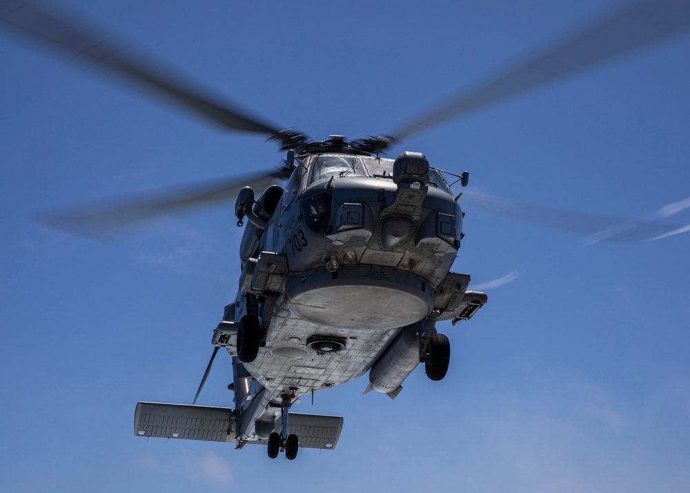 USS Rafael Peralta conducts flight ops