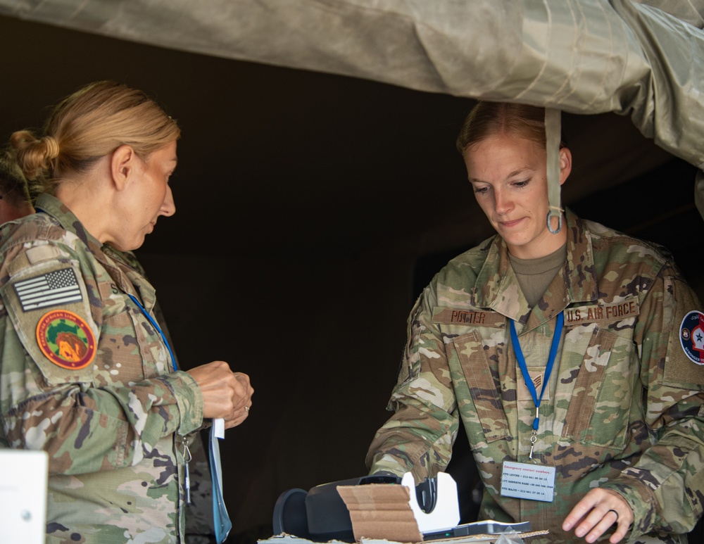 The 151st Medical Group from Utah Air National Guard conducts operations at HCA field hospital during African Lion 2023