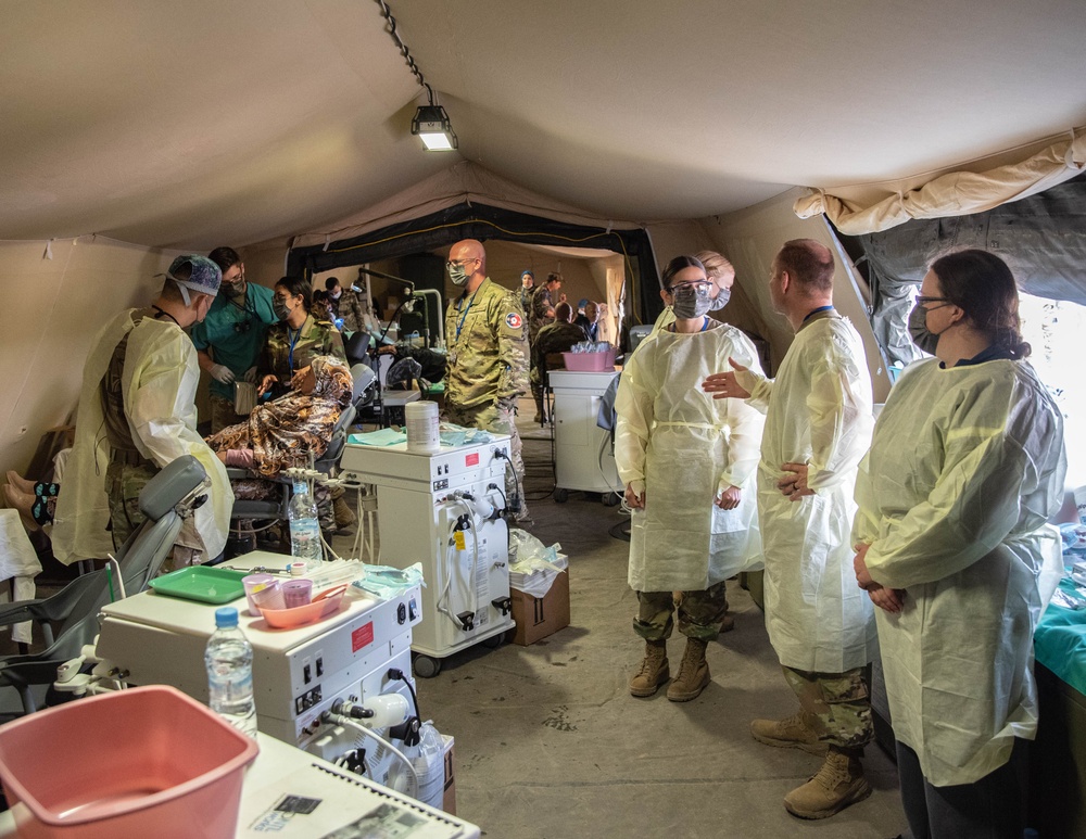 The 151st Medical Group from Utah Air National Guard conducts operations at HCA field hospital during African Lion 2023