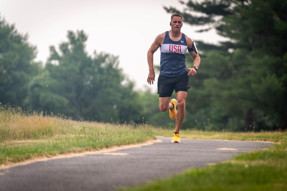 Army Reserve 1st Lt. Joshua Moeller runs